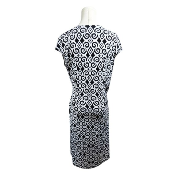 Tommy Bahama Size S/P Dress V-Neck Faux Wrap Black White Geometric Print - Picture 5 of 7